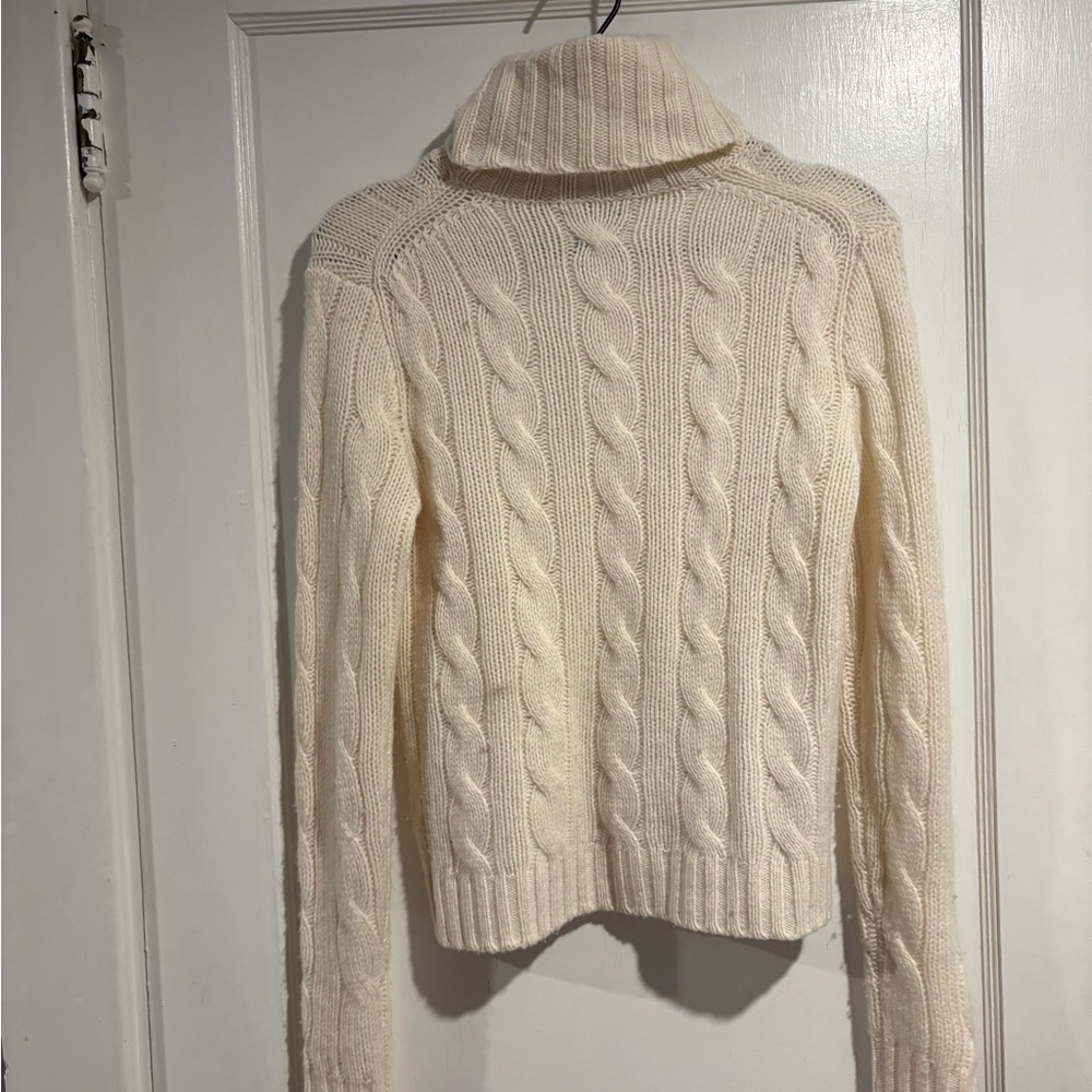 Ralph Lauren Cream Cable Turtleneck Sweater - Picture 2 of 4